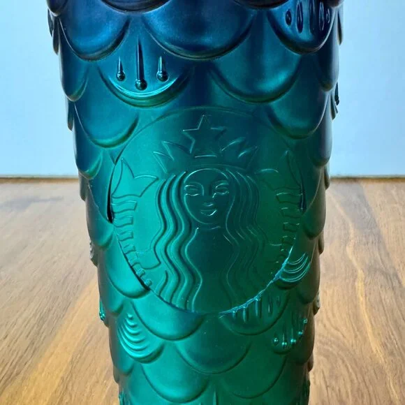 STARBUCKS 2024 Mermaid Scales Tumbler 24oz Green Purple Siren Straw Cup New - Picture 2 of 8